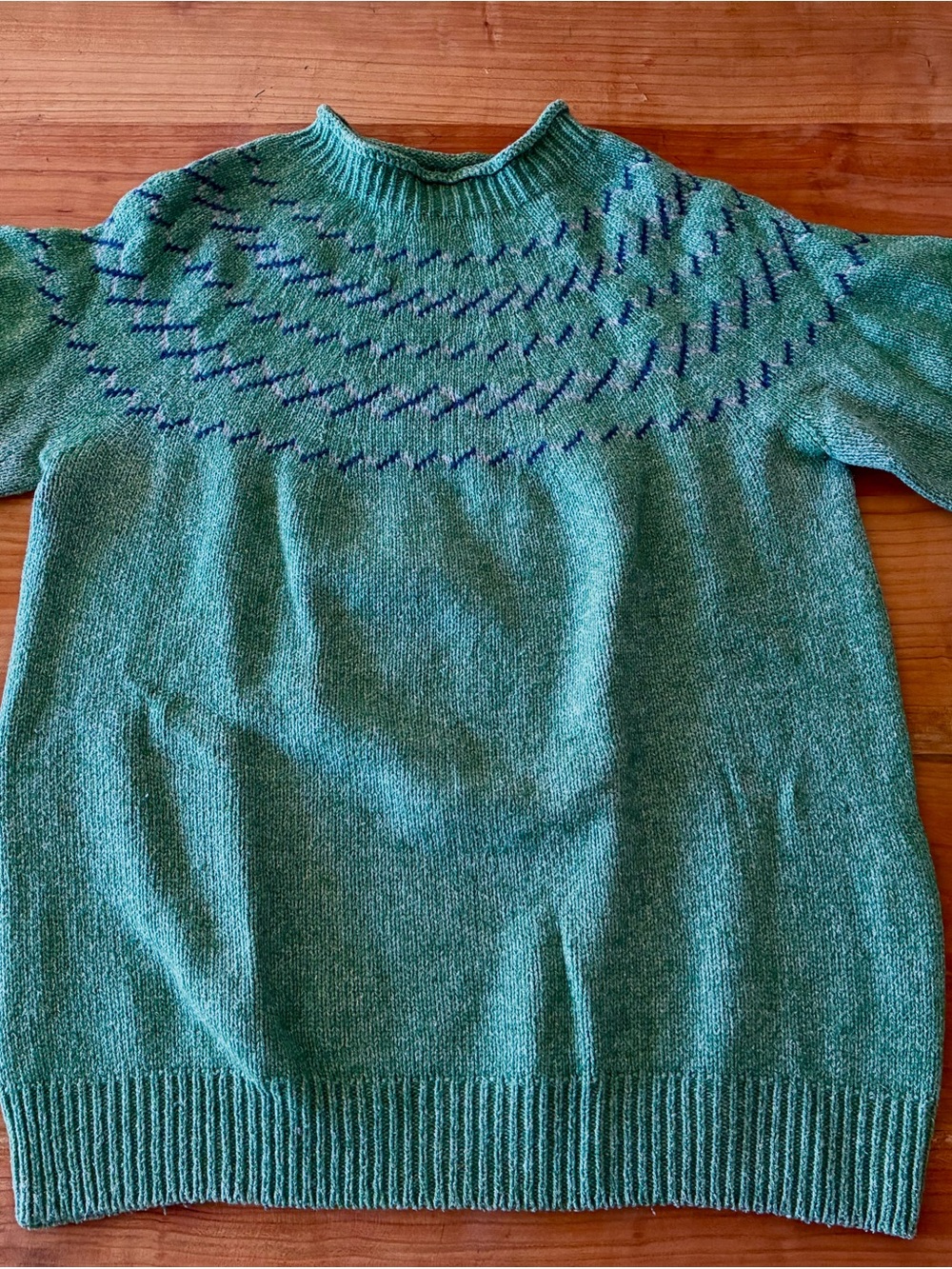 Men's TOAST Knitted Sweater with Contrast Yoke.